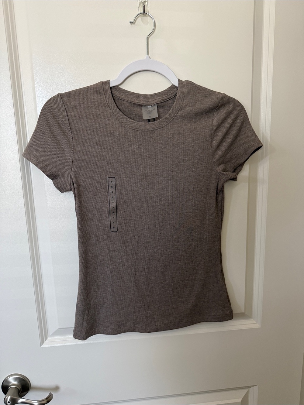 CALIA Ribbed Crewneck Tee Trio - Black, Heather Gray, Taupe - Picture 2 of 11